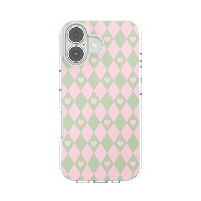 Harlequin Hearts Pink — iPhone 16 MagSafe Case